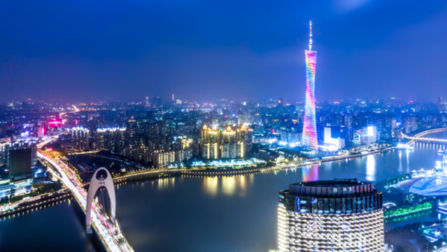 廣州珠江兩岸夜景航拍
