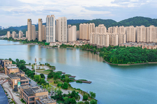 湖南長(zhǎng)沙梅溪湖城市建筑風(fēng)光