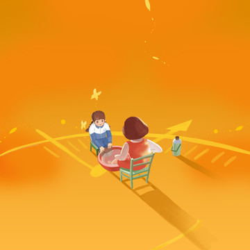 小孩給母親洗腳