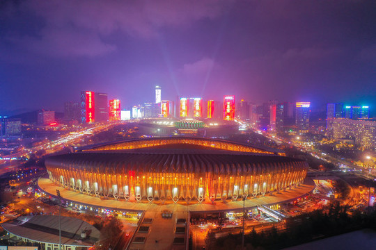 航拍濟南CBD夜景