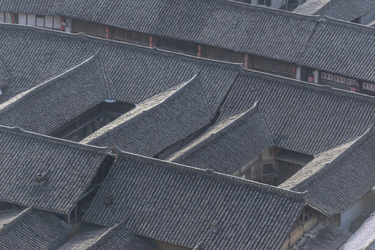 民居小青瓦屋頂建筑群