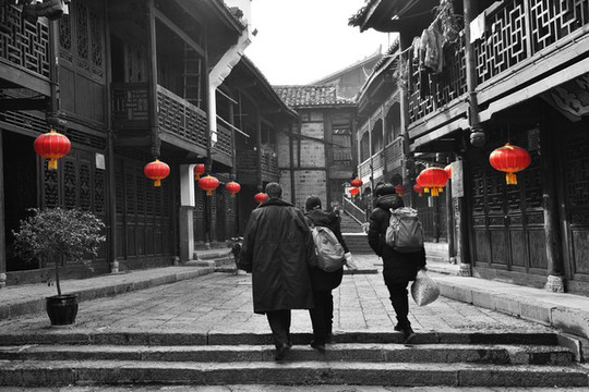 濯水古鎮(zhèn)黑白照片