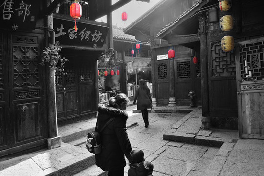 濯水古鎮(zhèn)黑白照片