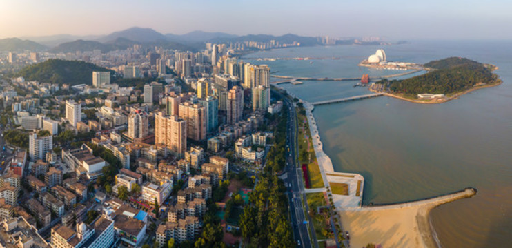 珠海城市建筑天際線鳥瞰圖