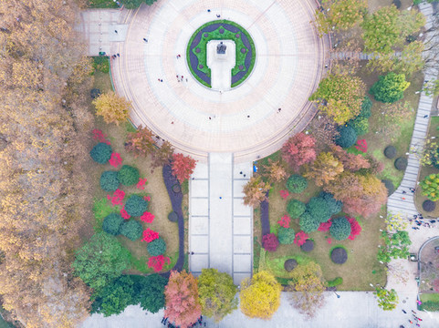 湖北武漢中山公園深秋初冬航拍風(fēng)