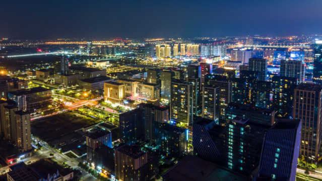 航拍寧波夜景