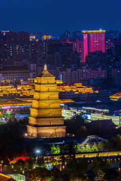 中國(guó)陜西西安大雁塔夜景風(fēng)光