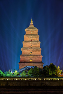 中國(guó)陜西西安大慈恩寺大雁塔夜景