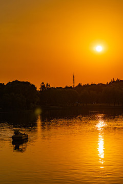 上海汽車博覽公園落日夕陽晚霞