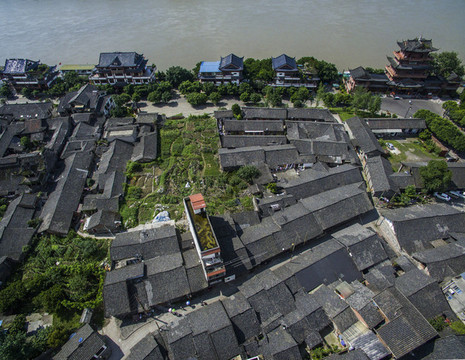 航拍李莊古鎮(zhèn)