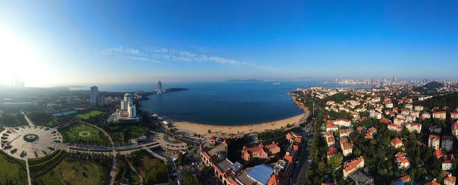 青島市濱海風光全景航拍