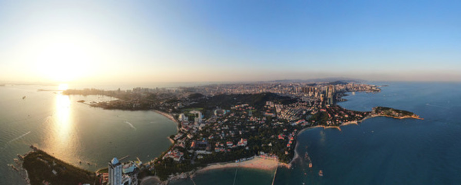 青島市濱海風(fēng)光全景航拍