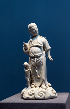 明代德化窯白釉張生愛子人物立像