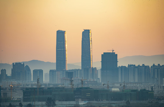 航拍云南昆明城市夜景