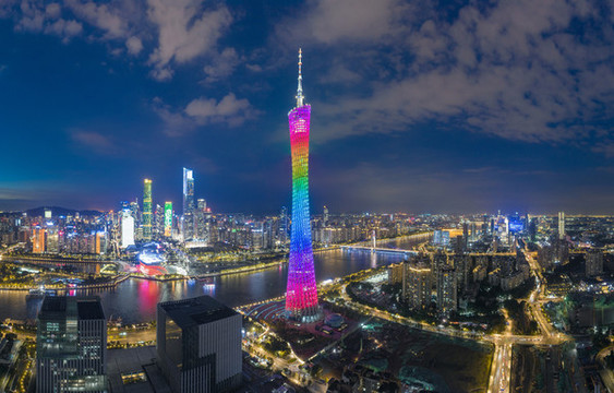 廣州城市夜景航拍