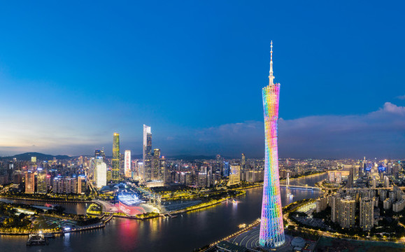 廣州城市夜景航拍