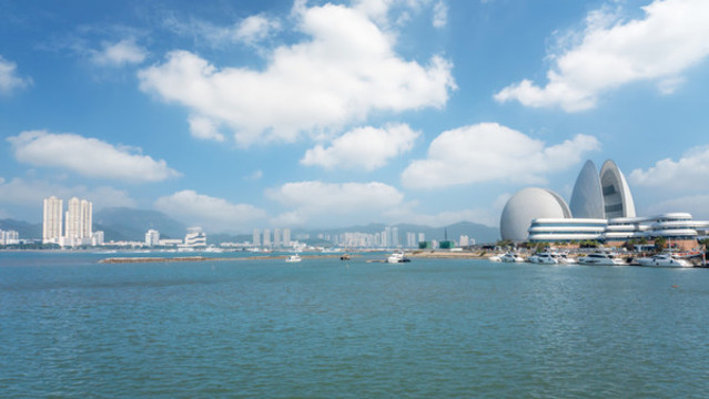 珠海海岸線建筑景觀天際線