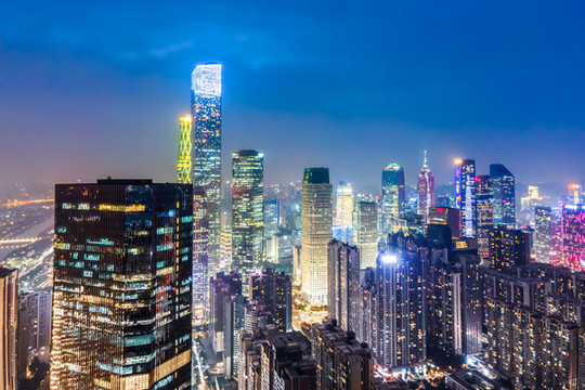 廣州cbd建筑景觀夜景鳥瞰圖