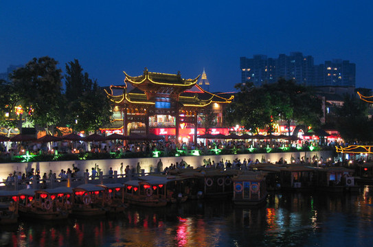江蘇南京夫子廟秦淮風(fēng)光帶夜景