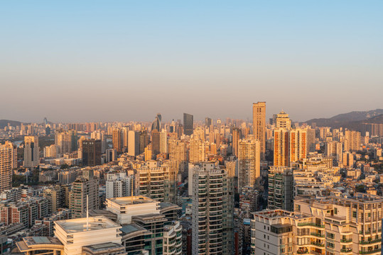 廈門城市天際線黃昏風(fēng)景