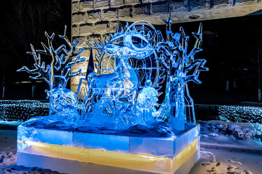 長春雕塑園冰雪新樂園夜晚景觀