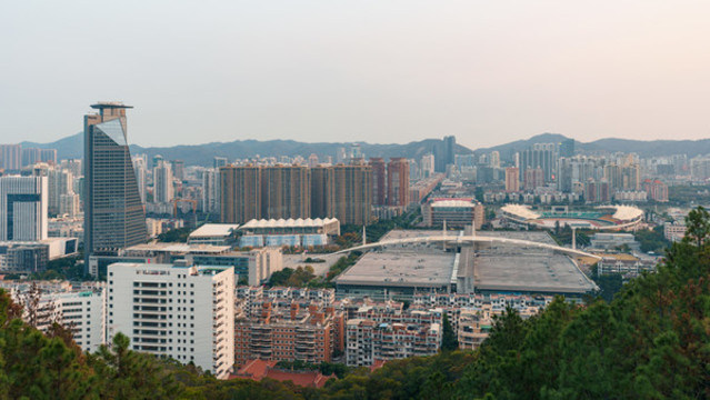 廈門城市天際線黃昏風(fēng)景