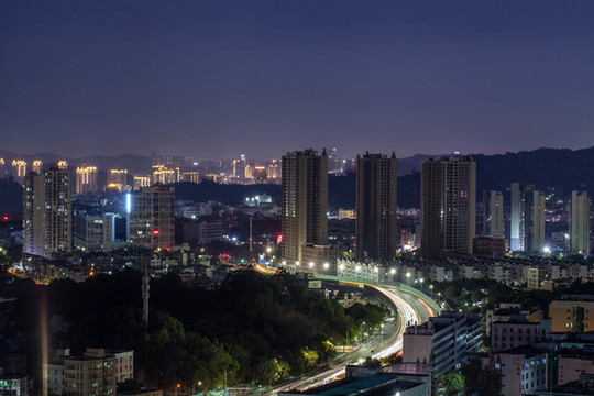 深圳龍崗平湖城市建筑夜景