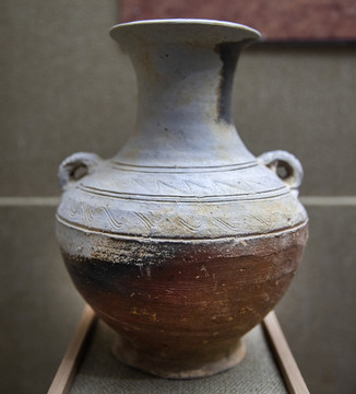 西漢印紋雙系陶壺