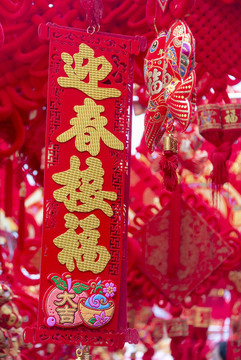 春節(jié)的燈籠春聯(lián)福字等裝飾物