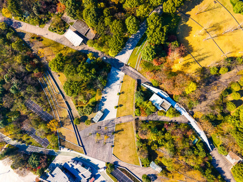 航拍浙江杭州城市公園風(fēng)光
