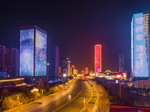 航拍濟(jì)南東部新城夜景37