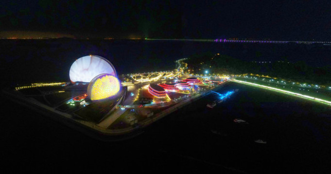 珠海大劇院夜景航拍