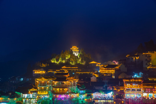 航拍湖南湘西芙蓉鎮(zhèn)風(fēng)光