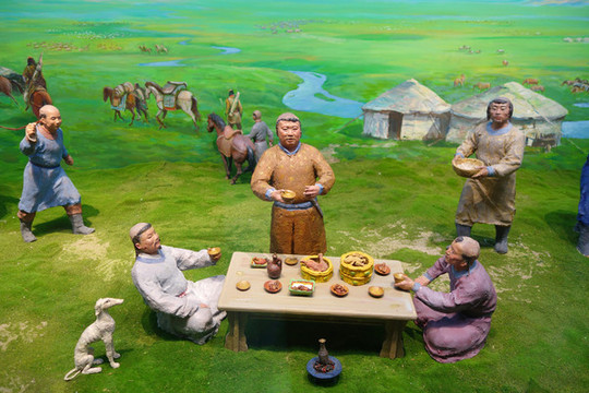 古代契丹人生活場景雕塑
