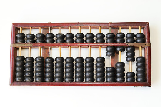 俯拍算盤(pán)全景高清白底圖
