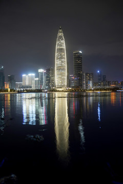 深圳灣夜景華潤大廈春筍高樓