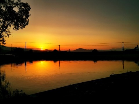 水面夕陽棧橋