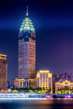 中國上海黃浦江外灘夜景風光