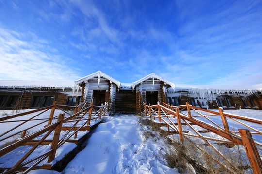 雪原雪鄉(xiāng)木刻楞農(nóng)舍冰雪風(fēng)光