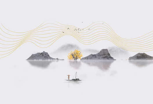 中國風水墨意境山水畫