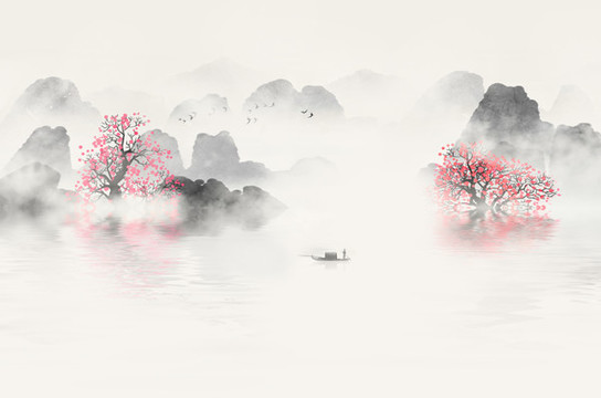 中國風(fēng)水墨意境山水畫