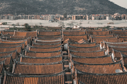 漳州埭美村中國傳統(tǒng)古民居屋頂