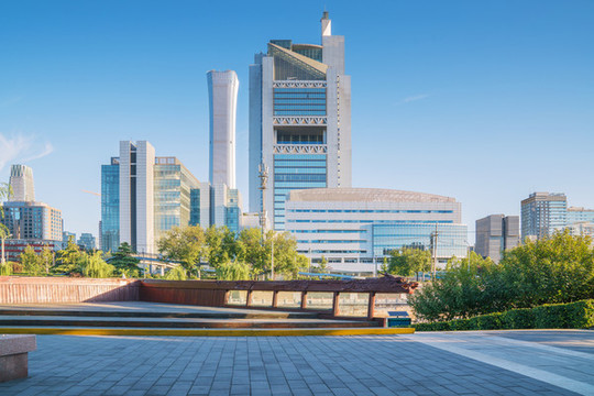 北京建外CBD建筑和慶豐公園