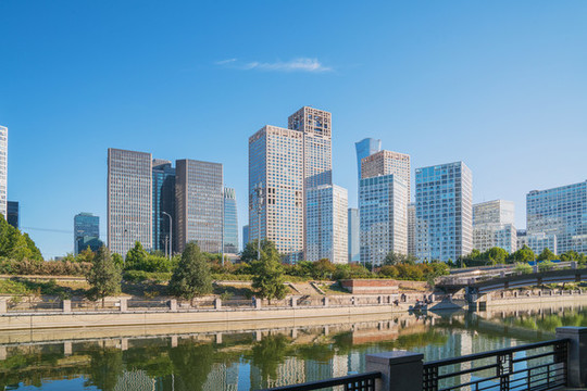 北京建外CBD建筑和通惠河風(fēng)光