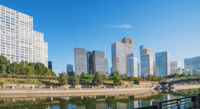 北京建外CBD建筑和通惠河風(fēng)光