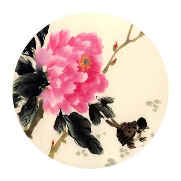 牡丹花水墨畫