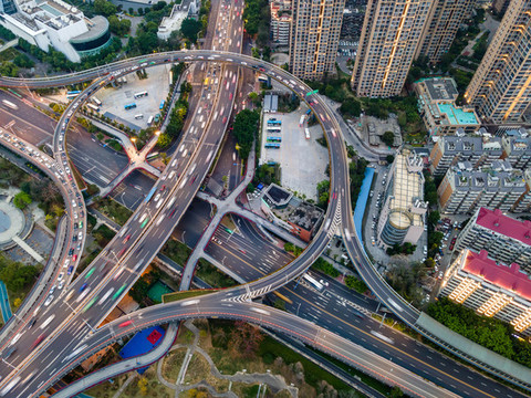 航拍福州城市中心i立交橋