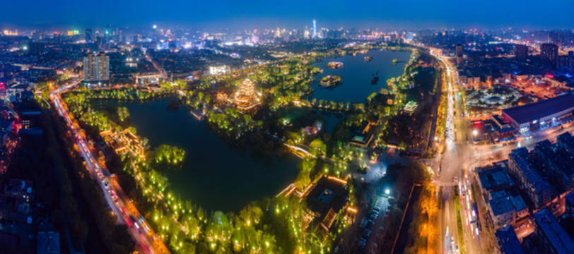 航拍濟(jì)南城市夜景