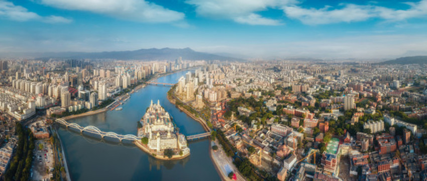 航拍福州市區(qū)全景