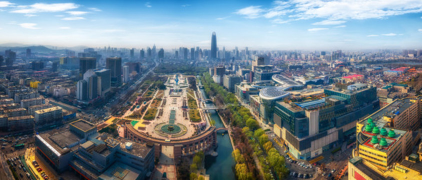 航拍濟(jì)南城市建筑天際線